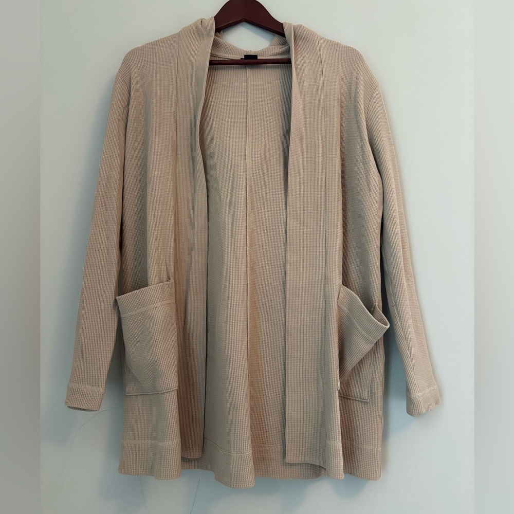 Splendid Square Knit, Waffle Textured, Almond Tan Cardigan, Medium